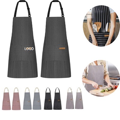 Kitchen Cooking Aprons Adjustable Bib Soft Chef Apron with 2 Pockets for Men Women