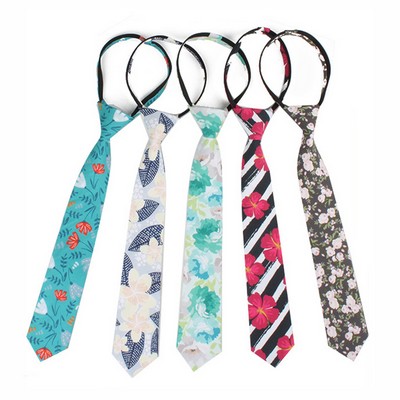 Custom Adjustable Pre-tied Polyester Silk Necktie for Lady