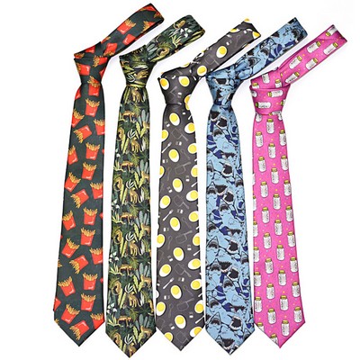 57.13" L x 2.96" W Custom Polyester Silk Multicolor Modern Men's Tie