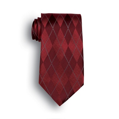 Maroon Red Argyle Silk Tie