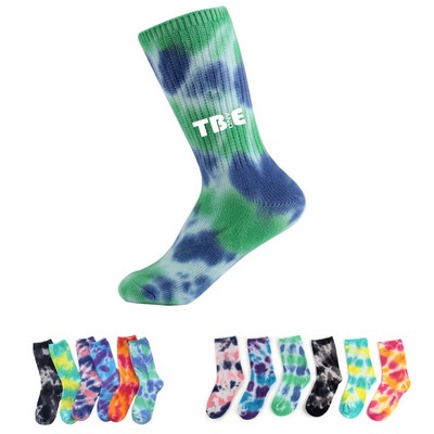 Custom Knitted Jacquard Tie Dye Cotton Socks